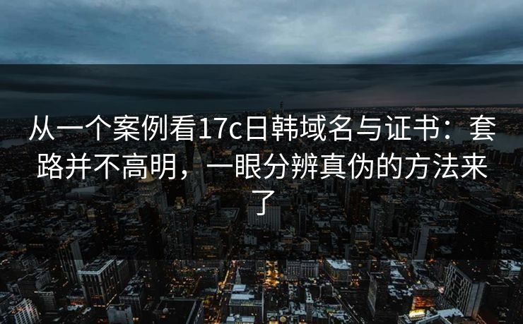从一个案例看17c日韩域名与证书：套路并不高明，一眼分辨真伪的方法来了