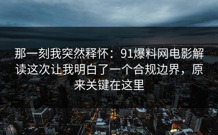 那一刻我突然释怀：91爆料网电影解读这次让我明白了一个合规边界，原来关键在这里