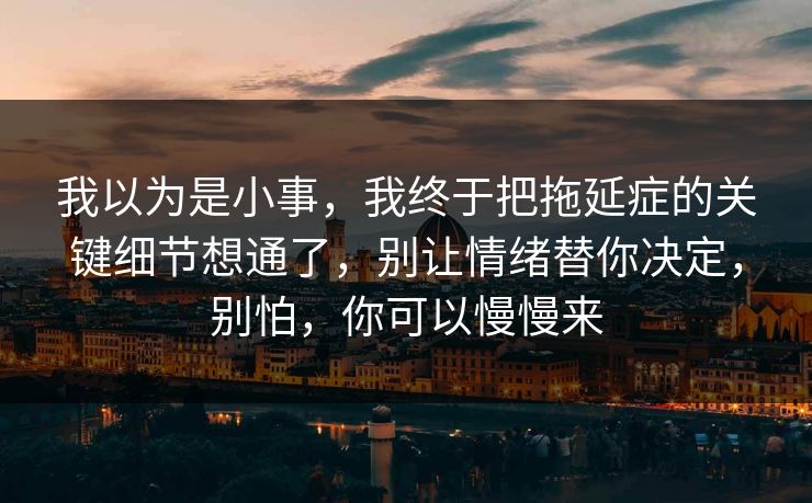 我以为是小事,我终于把拖延症的关键细节想通了,别让情绪替你决定,别怕,你可以慢慢来 我以为是小事,我终于把拖延症的关键细节想通了,别让情绪替你决定,别怕,你可以慢慢来