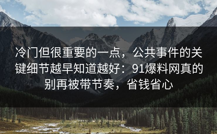 冷门但很重要的一点，公共事件的关键细节越早知道越好：91爆料网真的别再被带节奏，省钱省心