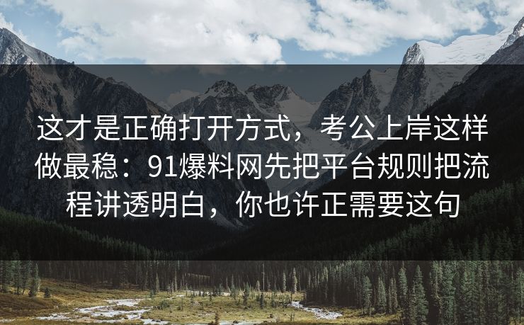 这才是正确打开方式,考公上岸这样做最稳:91爆料网先把平台规则把流程讲透明白,你也许正需要这句 这才是正确打开方式,考公上岸这样做最稳:91爆料网先把平台规则把流程讲透明白,你也许正需要这句