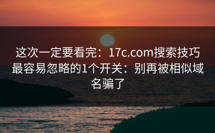 这次一定要看完：17c.com搜索技巧最容易忽略的1个开关：别再被相似域名骗了