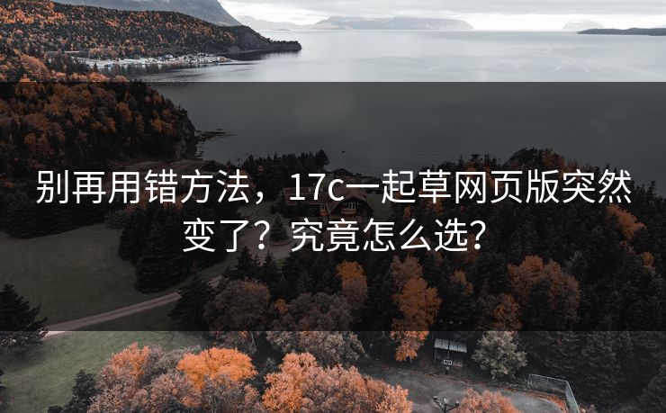 别再用错方法，17c一起草网页版突然变了？究竟怎么选？